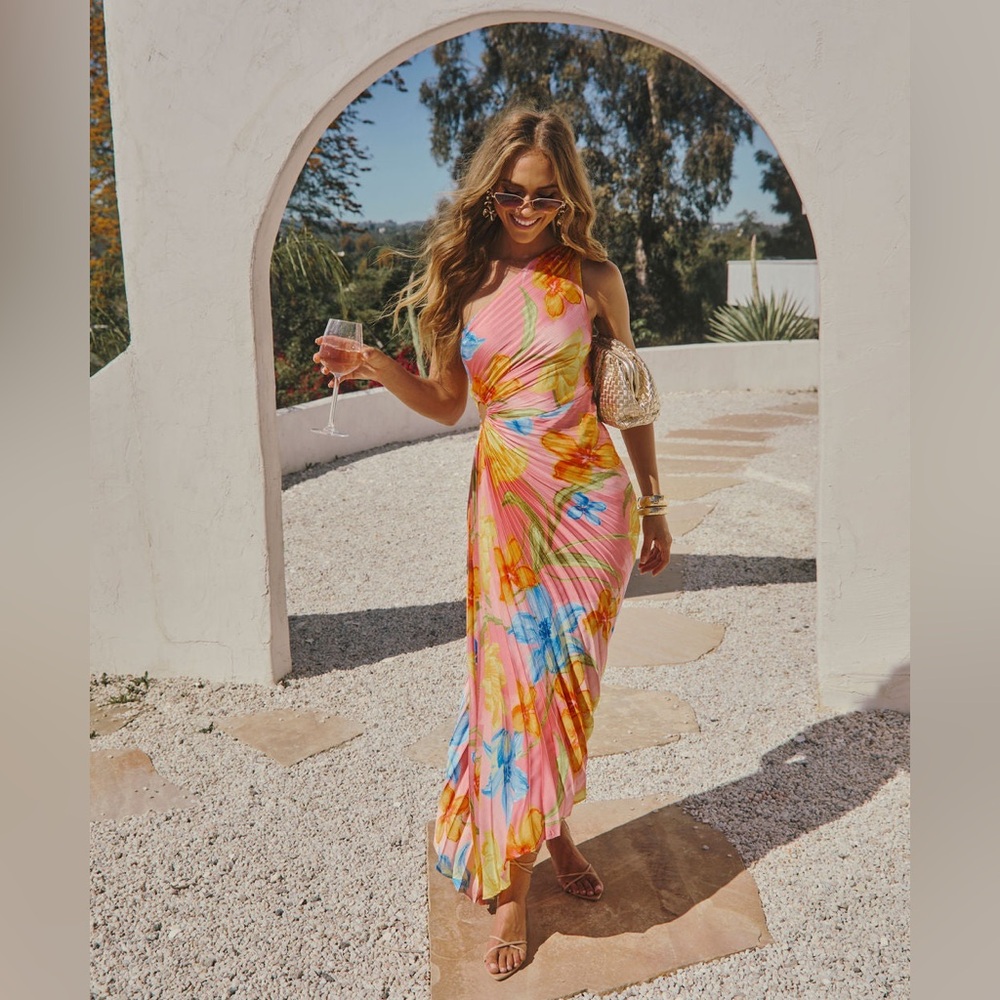 Vici One Shoulder Asymmetrical Maxi Dress